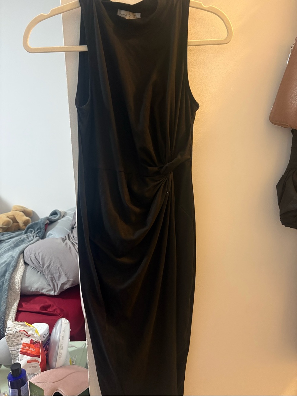 Sleeveless Black Knot-Detail Midi Dress